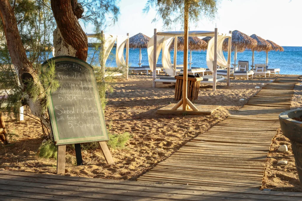 The beach in front of the hotel
