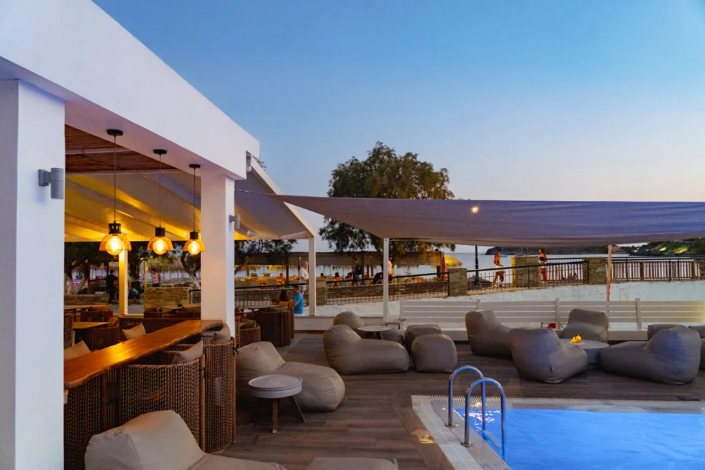 Pool area at Chryssi Akti